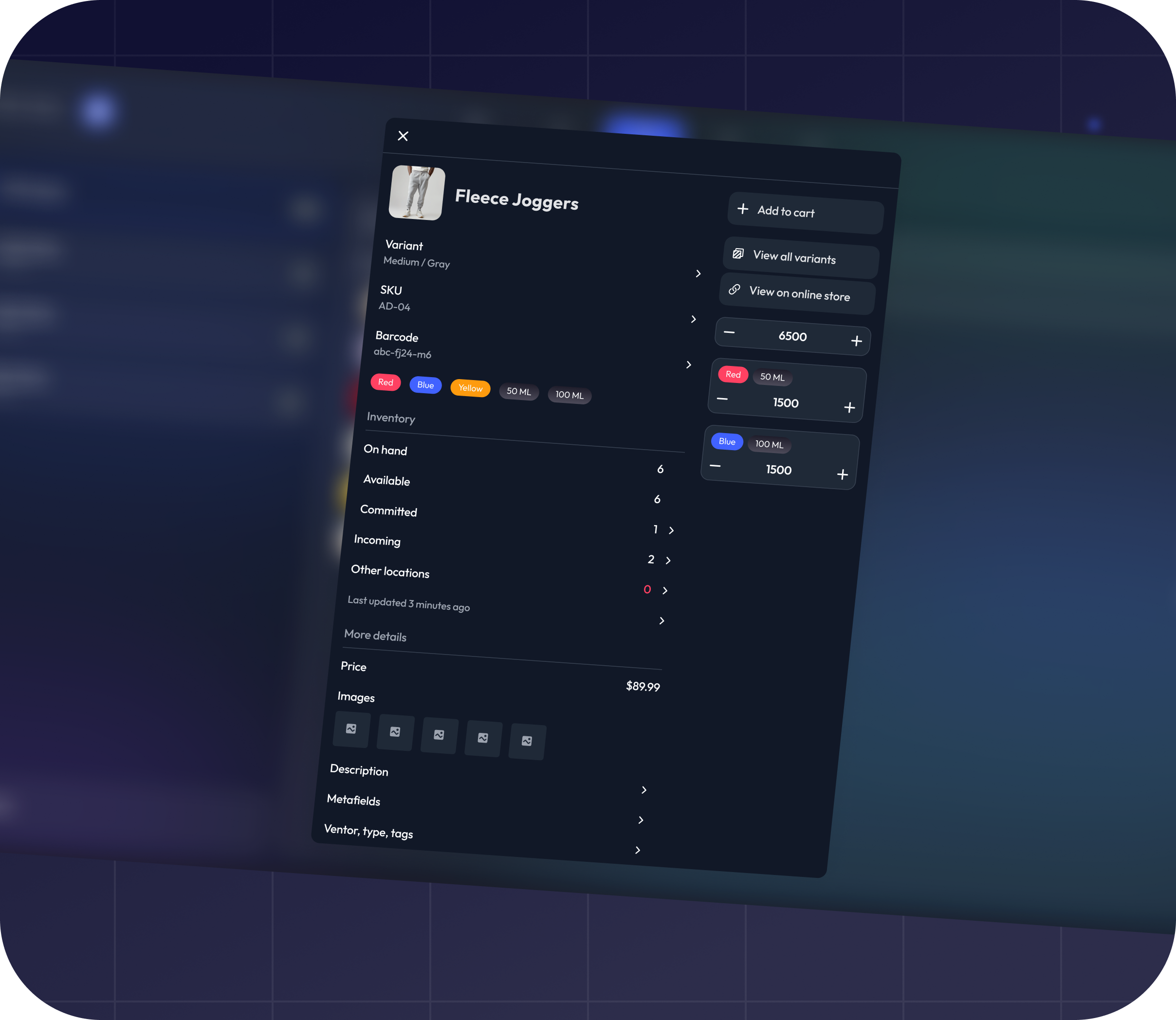 Inventory management UI