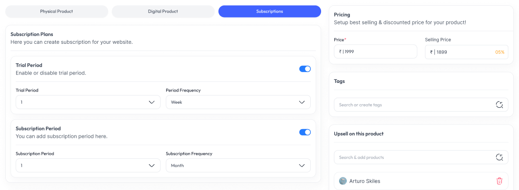 Subscriptions Dashboard